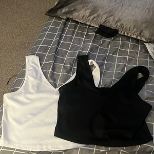 black and white crop top tank top